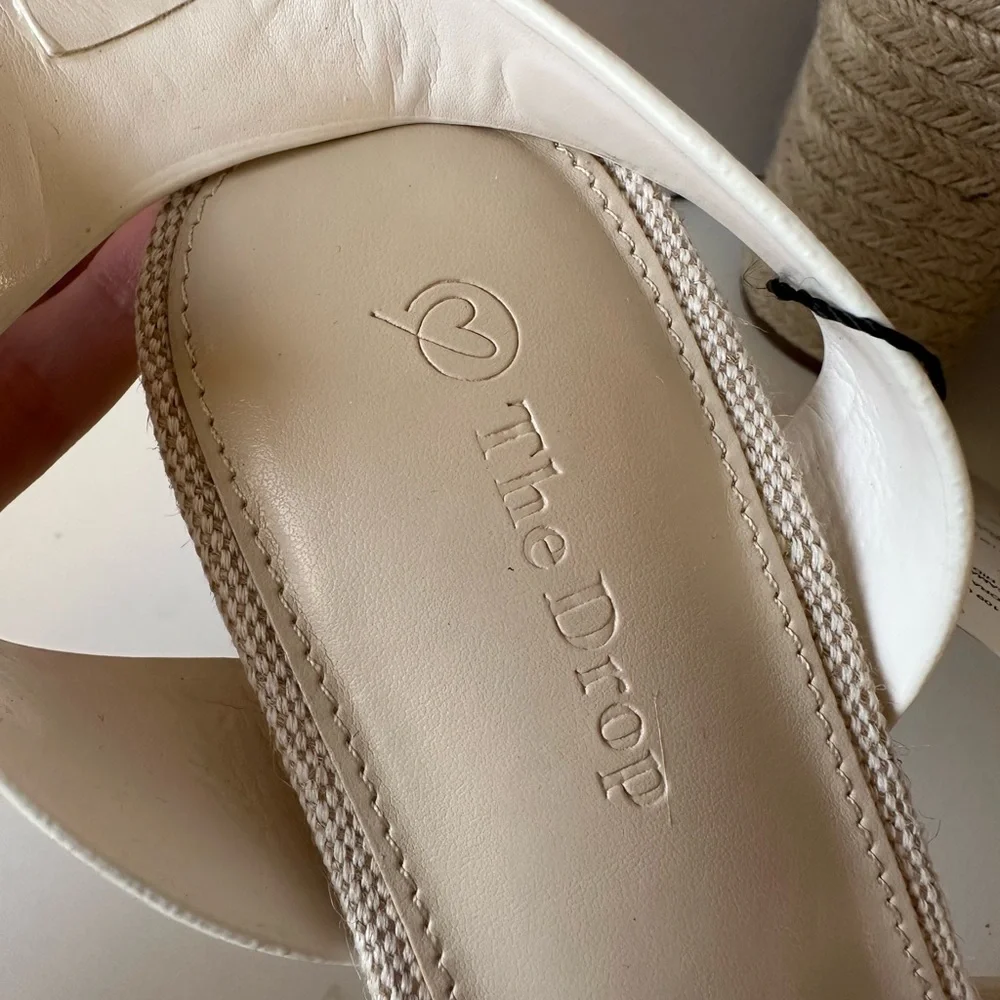 The Drop Platform Espadrille Heels Cream Strappy Sandals Size 10